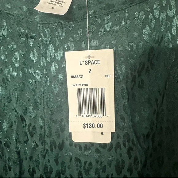 L*Space Harlow Pant In Ultramarine Emerald Green Leopard Print NWT - Picture 9 of 13